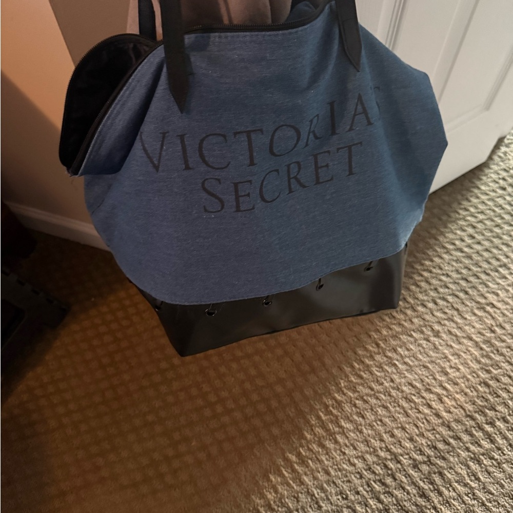 Victoria's Secret Denim Blue and Black Tote VGT